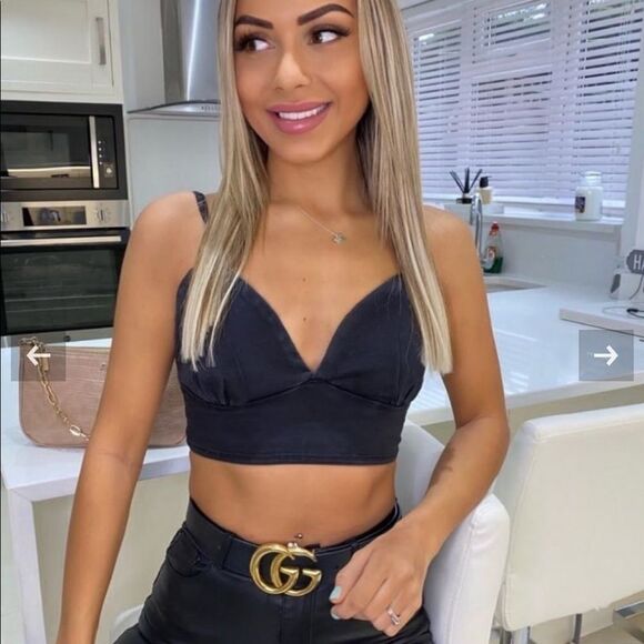 Tops - Going out of business sale Sexy style Denim charcoal crop top